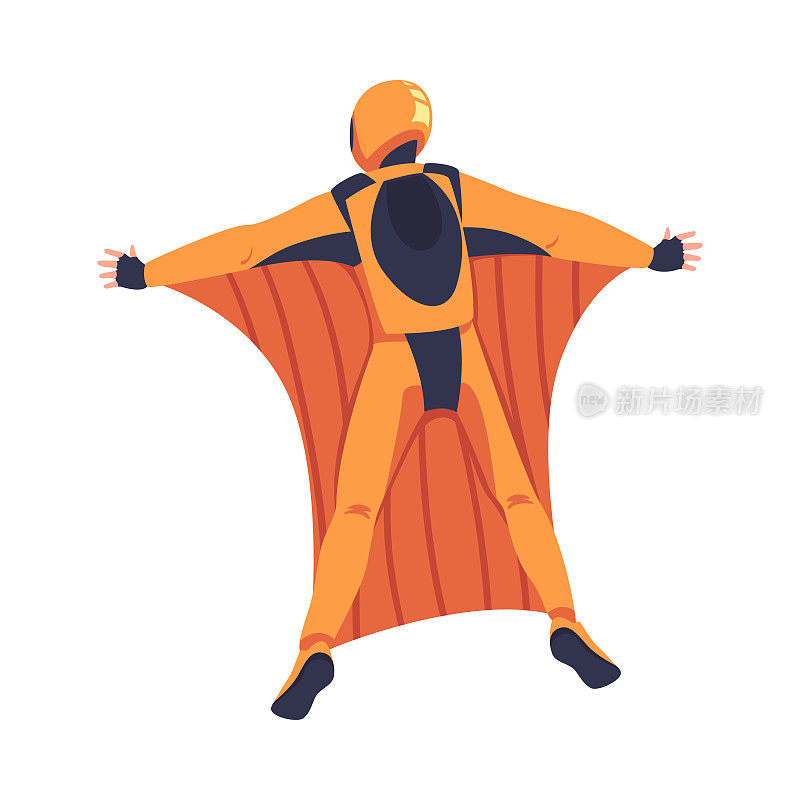 Man Wingsuit Flying或wingsuititing作为跳伞极限运动活动矢量插图